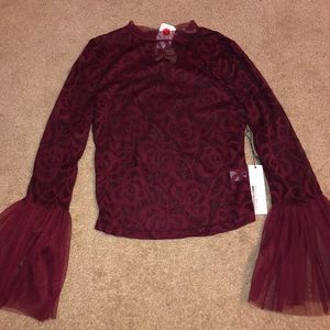 Sheer maroon shirt